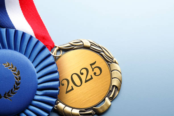 istock Gold Medal Engraved With 2025 2177297402