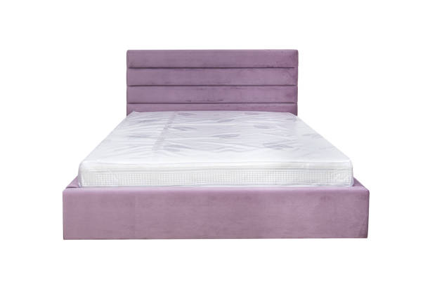 istock Double bed with soft headboard. Cushioned furniture. 2177298317