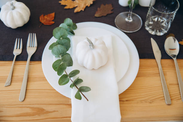 istock Thanksgiving table setting, tableware and decor, decoration, family holiday. Autumn mockup. 2177306321