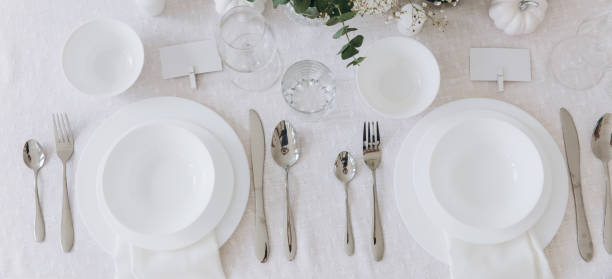 istock Thanksgiving table setting, tableware and decor, decoration, family holiday. Autumn mockup. 2177306403