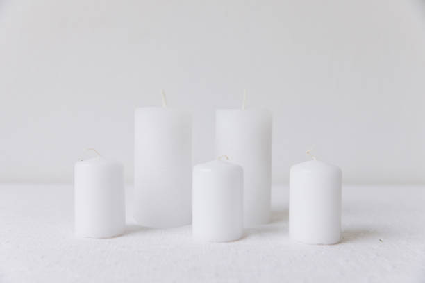 istock Thanksgiving set. Candles on a covered table, mockup 2177308337