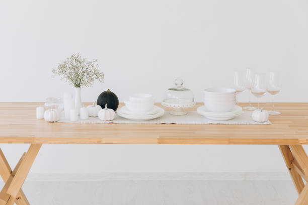 istock Thanksgiving table setting, tableware and decor, decoration, family holiday. Autumn mockup. 2177308850
