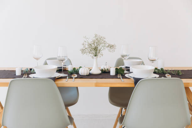 istock Thanksgiving table setting, tableware and decor, decoration, family holiday. Autumn mockup. 2177308867