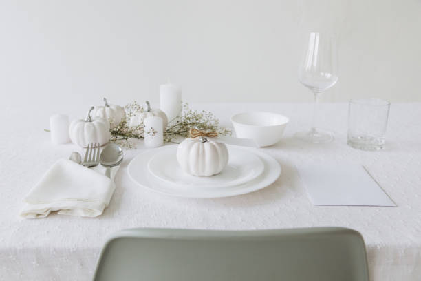 istock Thanksgiving table setting, tableware and decor, decoration, family holiday. Autumn mockup. 2177309121