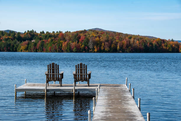 istock Two Chairs on Wooden Dock at Kent Pond in the Fall 2177310350