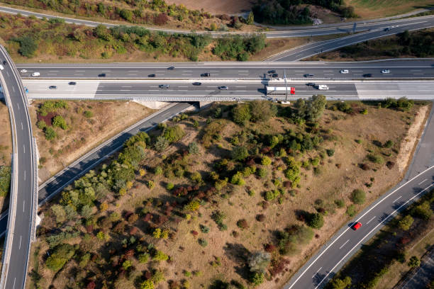 istock Aerial view of a highway interchange 2177310878