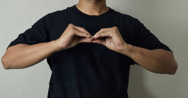 istock Close up Asian man shows hand gestures it means human emotion and expression using sign language 2177313023