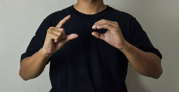 istock Close up Asian man shows hand gestures it means human emotion and expression using sign language 2177313249