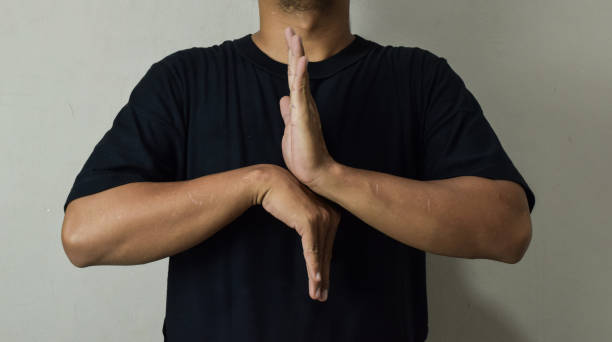 istock Close up Asian man shows hand gestures it means human emotion and expression using sign language 2177313262
