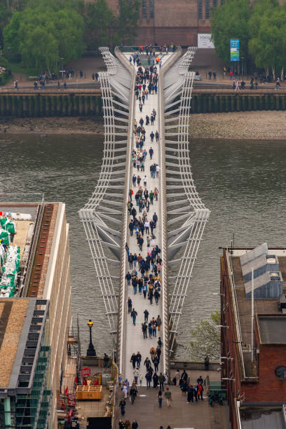 istock Millennium bridge seen from St. Paul's cathedral top, London, UK 2177316014