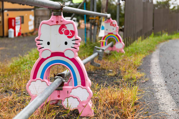 October 7th 2024 - Shizukuishi, Iwate. Even mundane things like stands to hold street barriers and road works equipment get the kawaii treatment in Japan, with this one featuring Hello Kitty construction stands to brighten things up.
