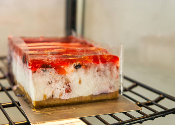 Homemade fresh strawberry mousse dessert on a table.