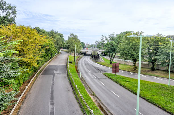 Koln, Germany - July 31, 2024: Connector routes and overpasses leading into Cologne, Germany