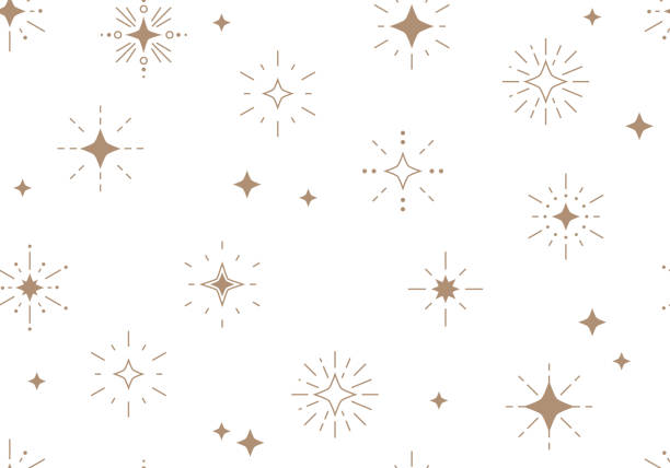 Seamless pattern with golden stars. Christmas, birthday design in golden color on a light background. Trendy modern vector illustration. Cute Line star glitter shine design. Seamless pattern with star