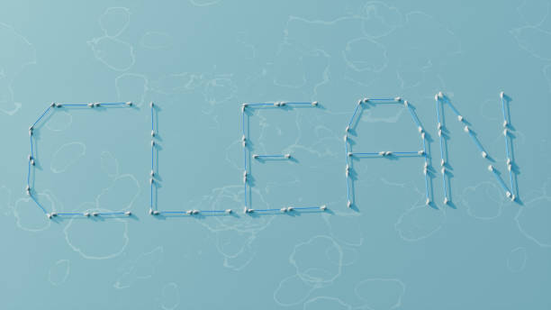 istock Cotton Buds Forming the Word Clean on Blue Surface 2177326864
