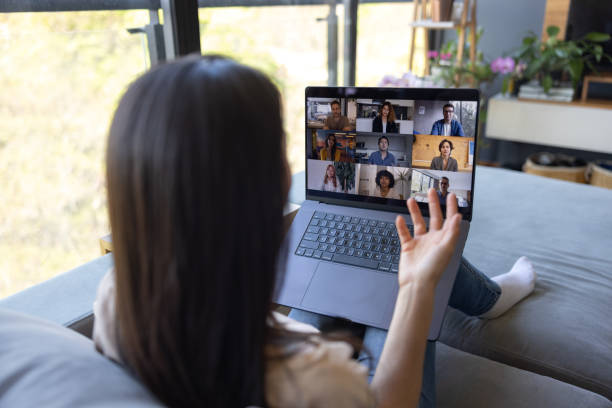 istock Woman talking on a video call with her team from her home office 2177327175
