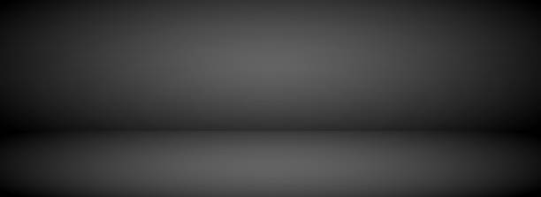 istock Black studio background. Dark noir room scene. Limbo esthetic backdrop for product design, poster, banner, display, mockup, presentation, template, showcase. Vector spot light wallpaper 2177328083