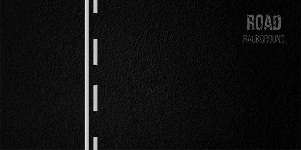 istock Asphalt background. Textured black road with continuous and dotted white straight lines. Top view of highway with white markup. Street, traffic, direction, navigation, trip. Realistic vector illustration 2177334208