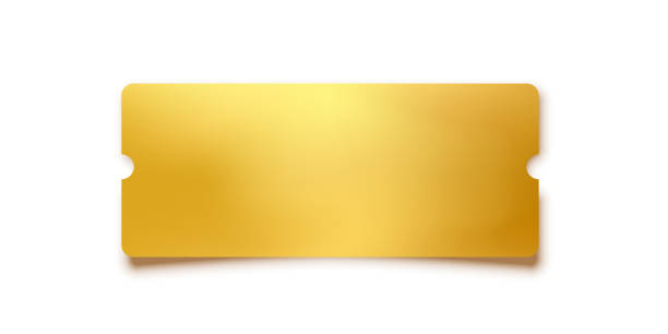 istock Golden ticket. Gold vector coupon, sticker or discount tag mockup isolated on white background. Cinema, theater, concert, party, event, festival invitation entrance 2177334276