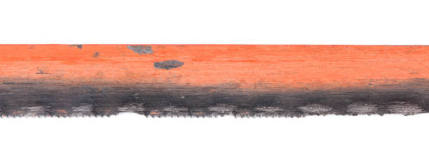 metal cutting saw in bad condition close up on white background
