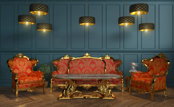 istock 3d render of a victorian living room - classic style 2177342263
