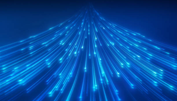 istock Illustation of glowing neon lines in blue. 2177342941