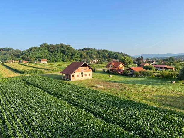 istock View of forests, fields, villages and Zagorje hills, during a panoramic balloon flight over Croatian Zagorje - Croatia (Panoramski let balonom iznad Hrvatskog zagorja - Hrvatska) 2177345863