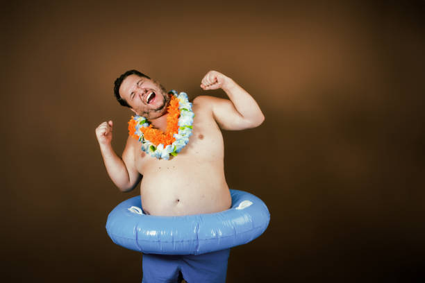 Happy man. Brown background.