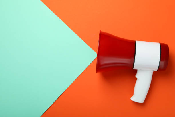 istock Important announcement concept with megaphone, space for text 2177354878