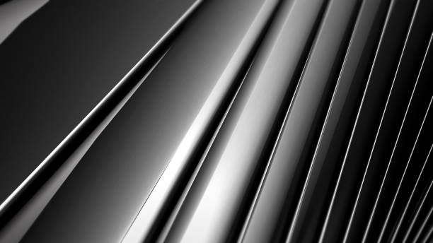 istock Sleek Metallic Texture Showcasing Layered Panels in Dramatic Light and Shadow Contrasts 2177357241
