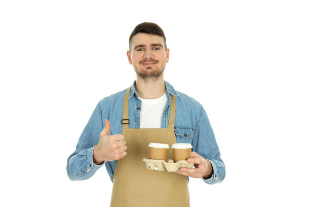 istock Young man waiter isolated on white background 2177358878