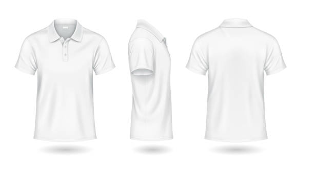 istock Casual polo shirts mockup design realistic illustration set 2177359573