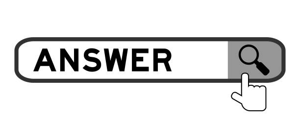 istock Search banner in word answer with hand over magnifier icon on white background 2177361256