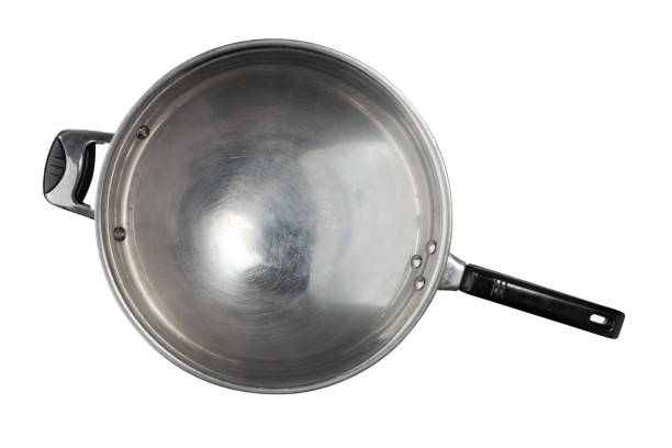 istock Top view of empty iron wok isolated on white. Chinese cookware 2177361362