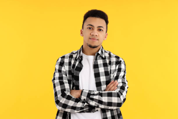 istock Concept of people with young man on yellow background 2177361664