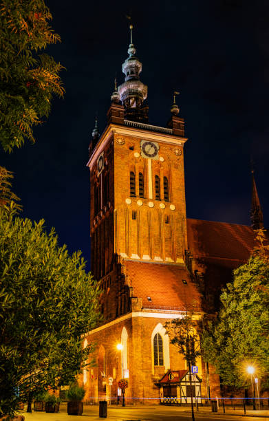 istock Brick gothic St. Catherine's Church in Gdansk at night 2177361669