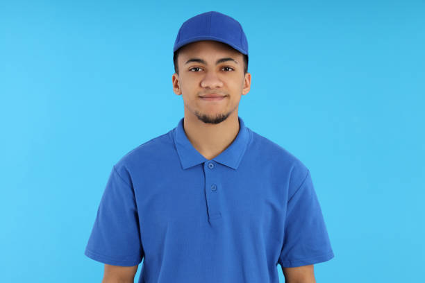 istock Concept of people with young man on blue background 2177361692