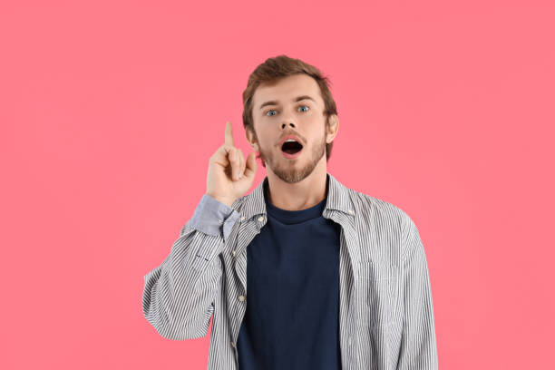 istock Concept of people, young man on pink background 2177362157