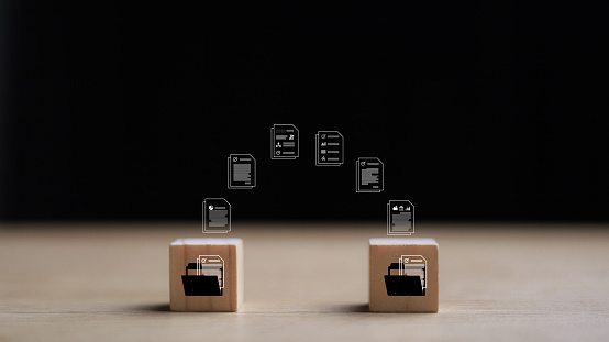 Documents Loading Image Wooden Blocks With Virtual Document Loading To Another Folder Data Copy ...