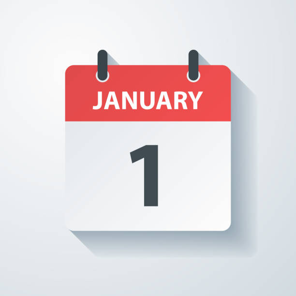 istock January 1 - Daily Calendar Icon with paper cut effect on blank background 2177367106
