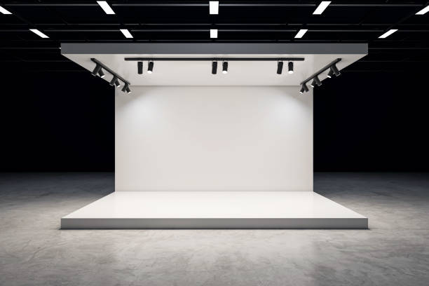 istock Modern exhibition stand with blank background for branding and presentations. 3D Rendering 2177369390