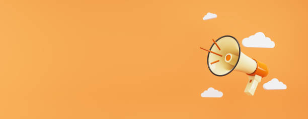 istock Megaphone on Orange Background for Marketing Message. 3D Rendering 2177369400