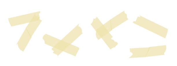 istock Adhesive tape. Beige sticky paper tape with wrinkles and torn edges. vector set isolated on white background 2177372686