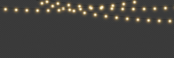 istock Christmas lights. Glowing garland of light and light bulbs. 2177376090