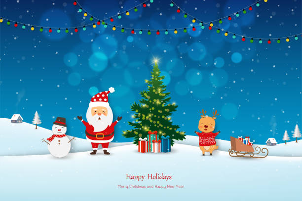 istock Winter landscape with Santa Claus celebrate party on Christmas night 2177378635