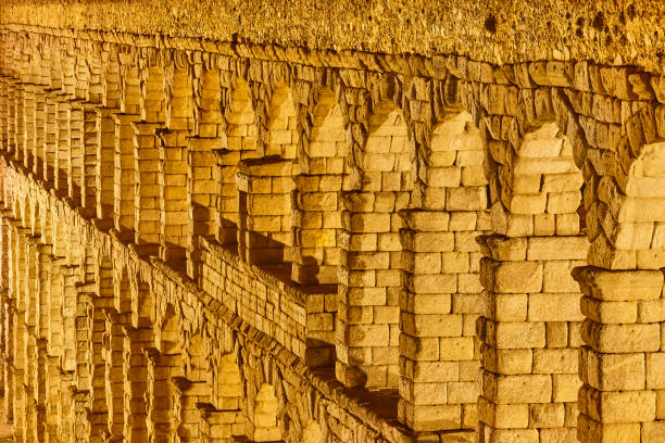 Roman aqueduct in Segovia. Landmark ancient engineering work. Spain