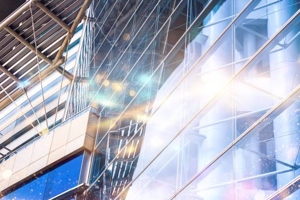 istock Modern glass building with sun glare and reflections. 2177391321
