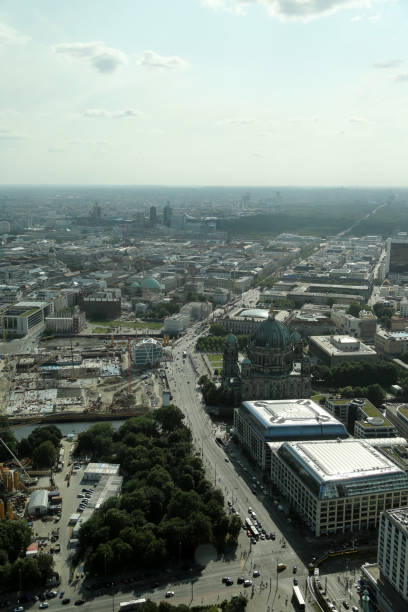 istock A panoramic view of Berlin's urban landscape featuring historic architecture and modern infrastructure under a clear sky at dusk 2177392765