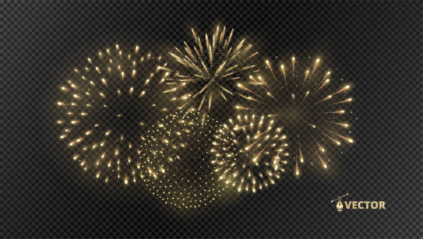 istock Shiny golden fireworks explosion isolated. Holiday decoration for Christmas and New year party. Festive background for birthday invitations, wedding, diwali banners. Easy to change colours. Vector. 2177394825