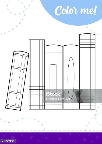 Stack Of Books To Color Coloring Page For Kids With Stack Of Books Stock Illustration ...